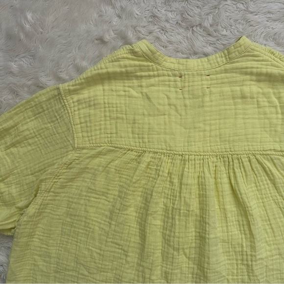 XiRENA Blouse Taye Top Partial Button Front Short Sleeve 100% Cotton Yellow Sz M - Picture 5 of 11